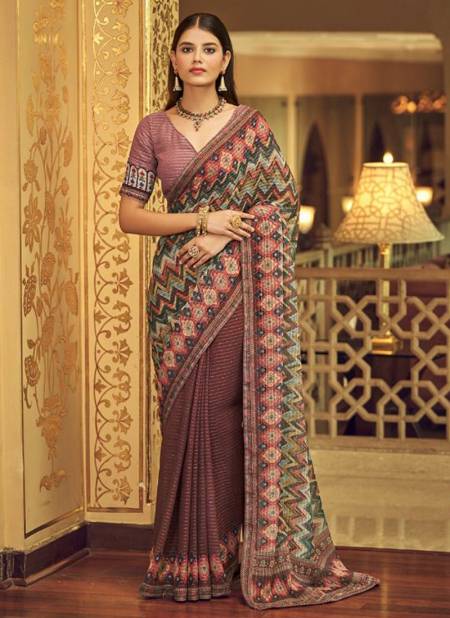 Brown Colour Imperrial Vol 7 Arya New Latest Printed Daily Wear Georgette Saree Collection 29002